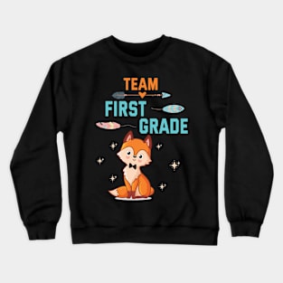 Fox Student Teacher Happy Back School Day Team First Grade Crewneck Sweatshirt